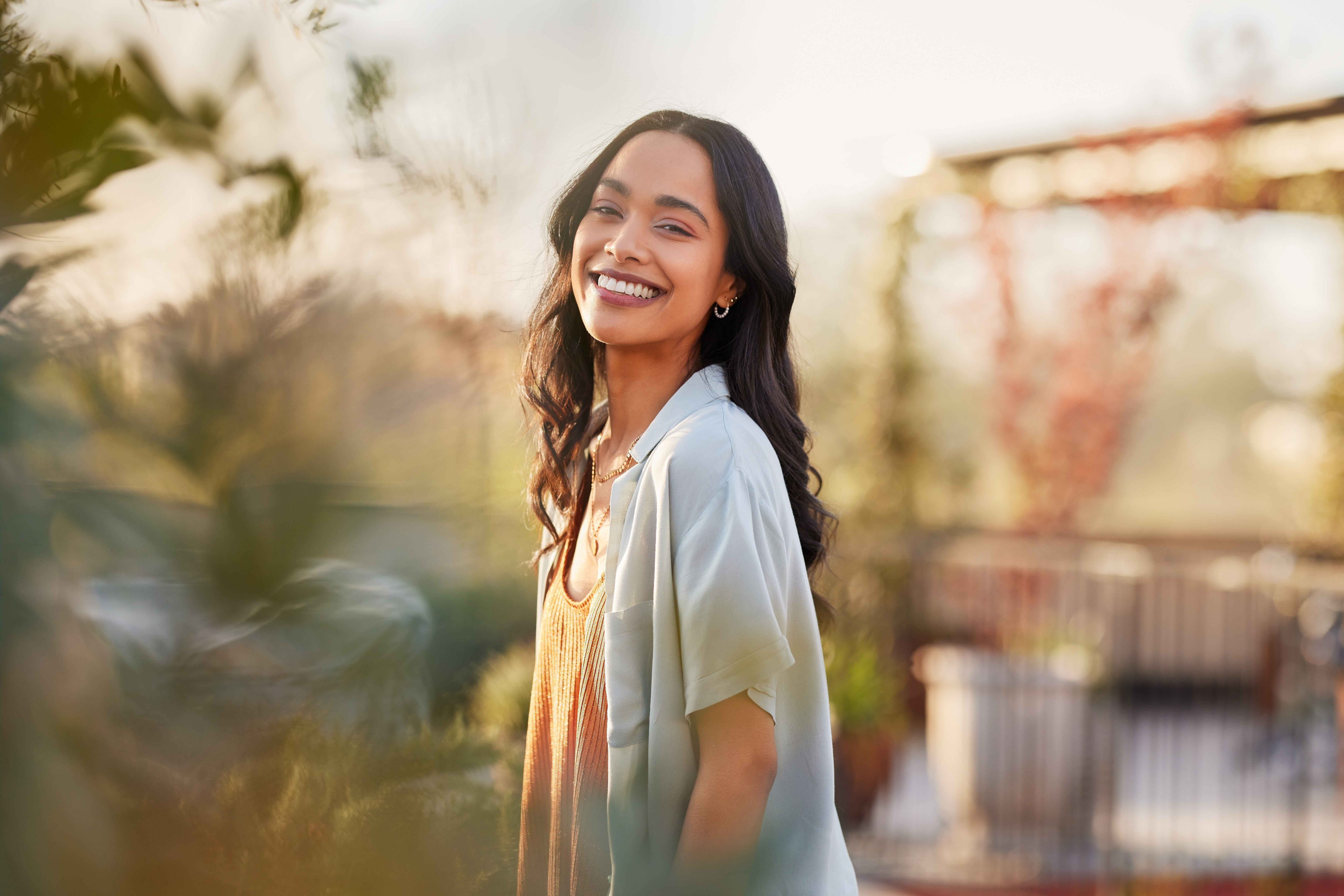 Woman smiling in the Georgia sunset